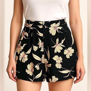 Code X Mode Black Pink Yellow Floral L Whimsigoth Boho Preppy Cottagecore Shorts
